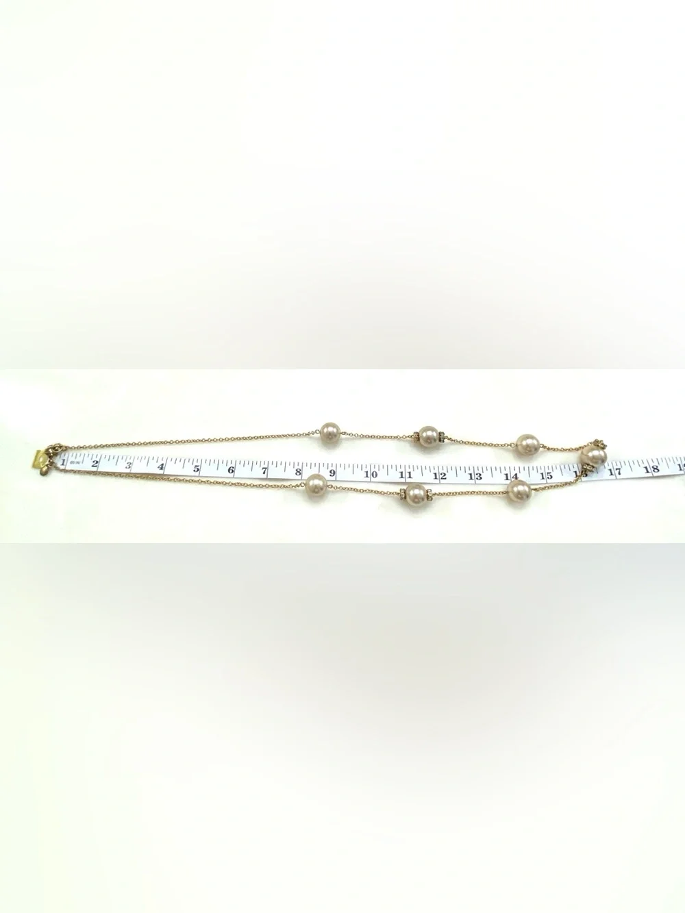 J. Crew Gold Chain Necklace with Champagne Pearls